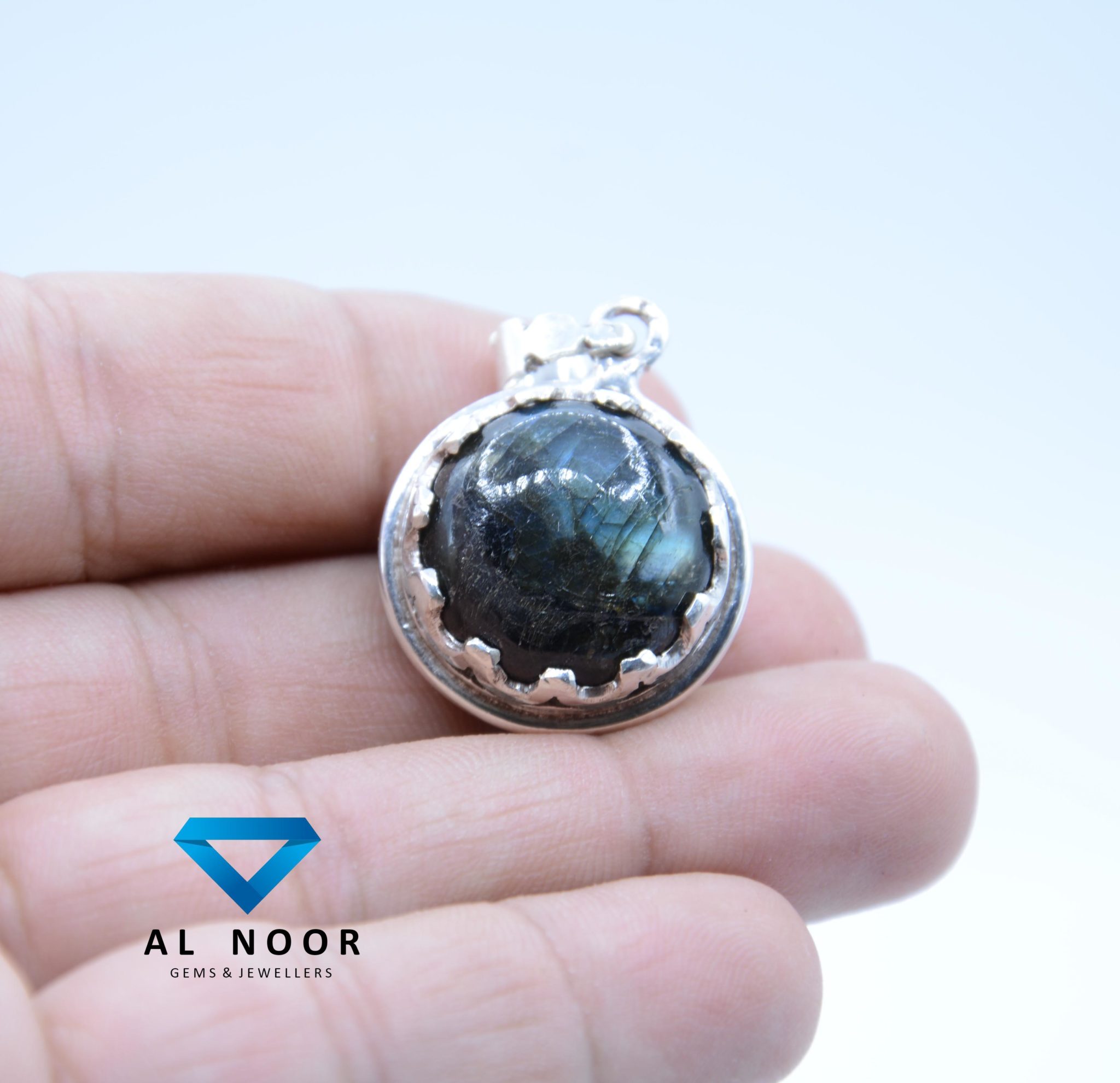 Handmade Silver Pendant Natural Labradorite Turquoise Al Noor Gems