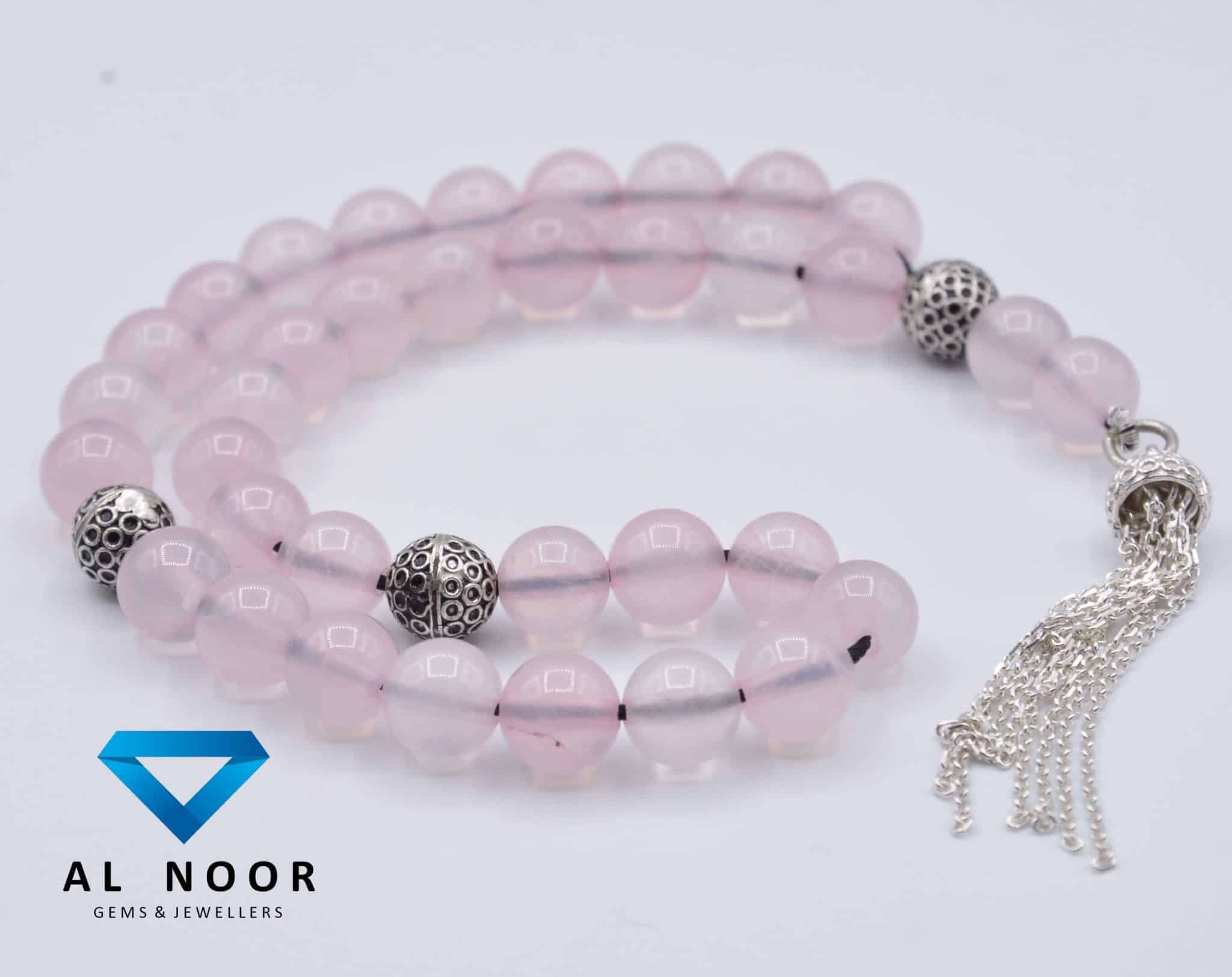Natural Rose quartz Tasbih - 33 Beads - Al Noor Gems & Jewellers